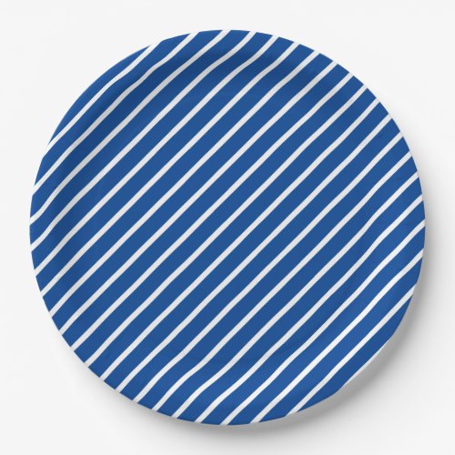 Simple Modern Blue and White Stripe Pattern Paper Plates - Simple Modern Blue and White Stripe Pattern Paper Plate