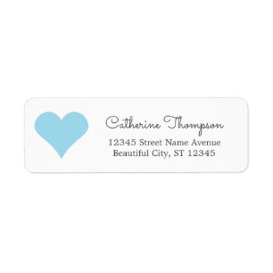 Simple Modern Blue Aqua Heart Girly Script Name Label