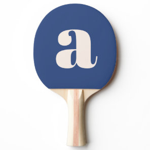 Simple Modern Blue Bold Retro Monogram Initial Ping Pong Paddle