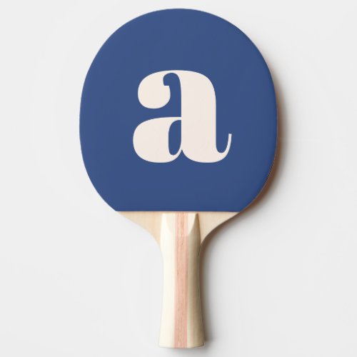Simple Modern Blue Bold Retro Monogram Initial Ping Pong Paddle