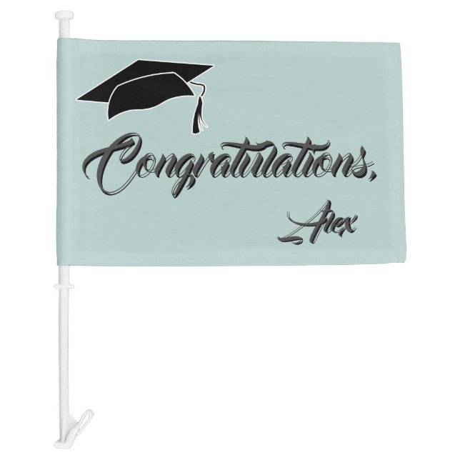 Simple Modern Blue Congratulations Graduation Car Flag (Front)