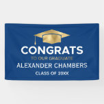 Simple Modern Blue Gold Graduation Banner