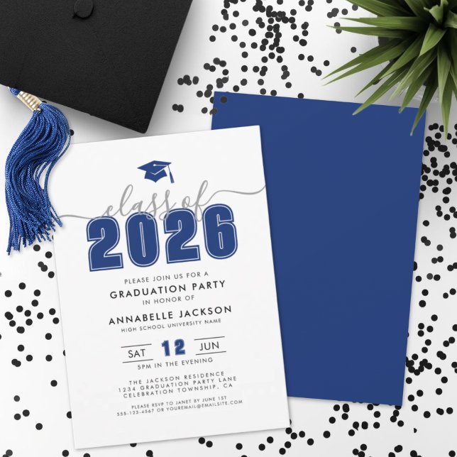 Simple Modern Blue Graduation Party Invitation (Simple Modern Blue Graduation Party Invitation)