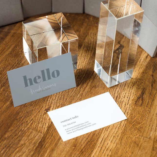 Simple Modern Blue Gray and White Reversible  Business Card (Creator Uploaded)