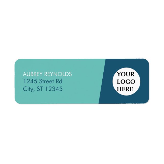 Simple Modern Blue Green Professional Address Label (Front)