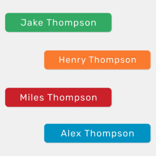 Simple Modern Blue Green Red Personalized Name Kids' Labels