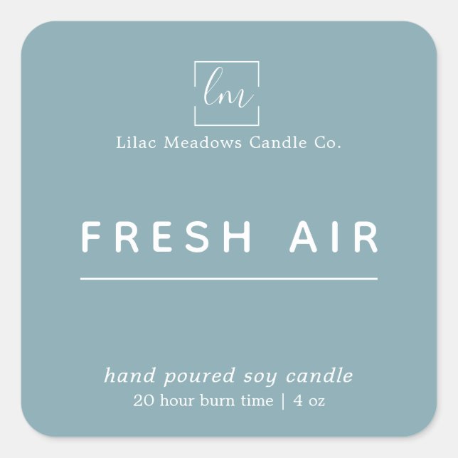 Simple Modern Blue Logo Candle Square Sticke Sticker (Front)