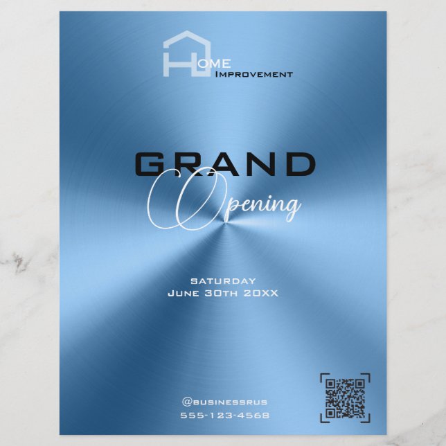 Simple modern blue  minimalist Flyer (Front)