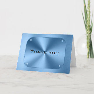 Simple modern blue minimalist thank you card