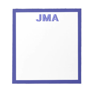 Simple Modern Blue Monogram Notepad