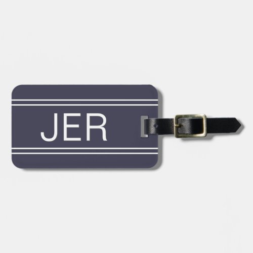 Simple Modern Blue Personalized Monogrammed Travel Luggage Tag