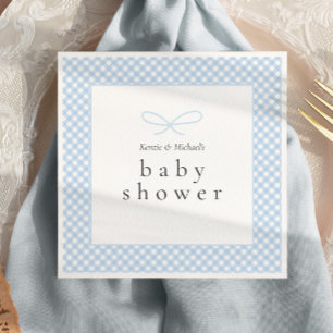 Simple Modern Blue Plaid Bow  Napkins