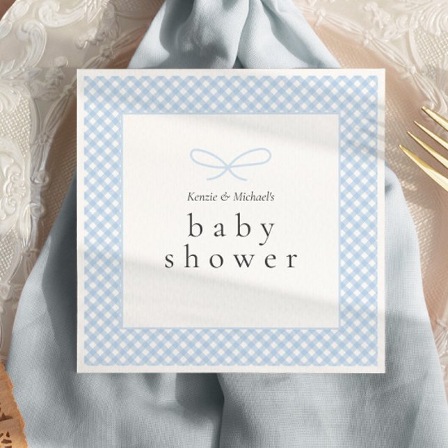 Simple Modern Blue Plaid Bow  Napkins (Creator Uploaded)