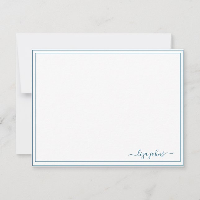 Simple Modern Blue Script Professional  Note Card (Front)