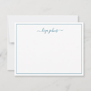 Simple Modern Blue Script Professional  Note Card