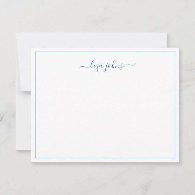 Simple Modern Blue Script Professional  Note Card (Front)