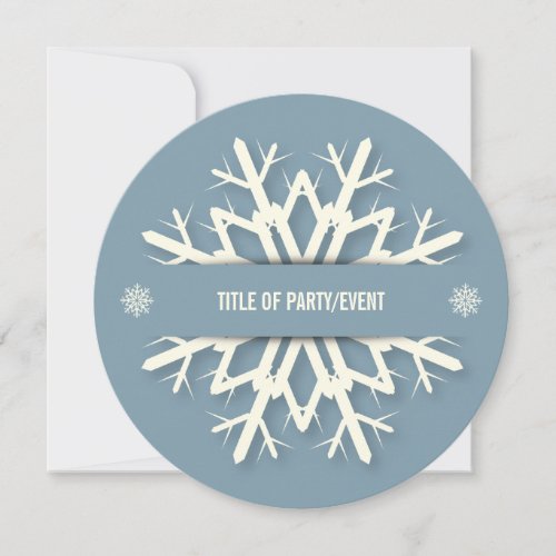 Simple Modern Blue Snowflake Christmas Party Invitation