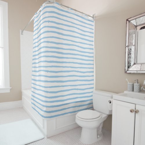 Simple Modern Blue Stripe Pattern Shower Curtain