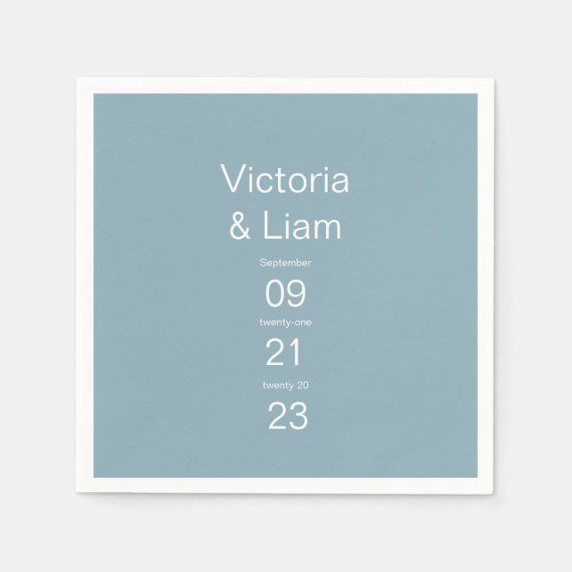 Simple Modern Blue Typography Napkins (Front)
