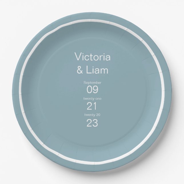 Simple Modern Blue Typography Paper Plates (Front)