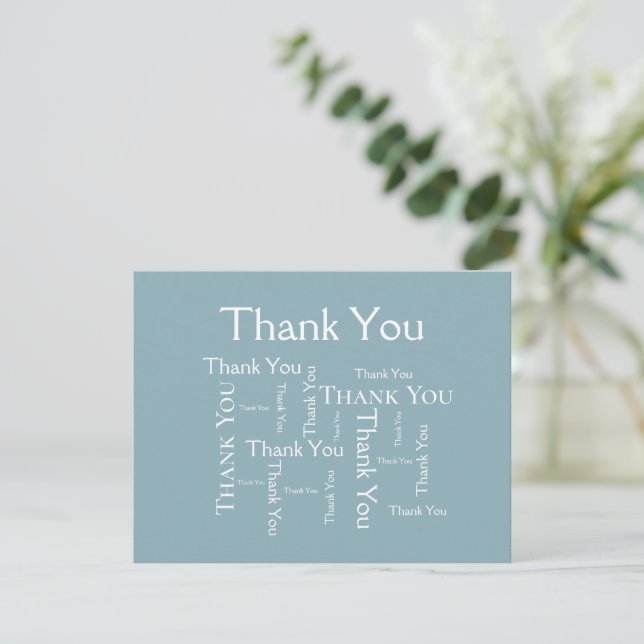 Simple Modern Blue Typography Thank You Card (Standing Front)