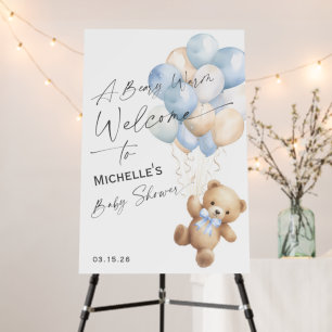 Simple Modern Blue We can Bearly Wait Foam Board