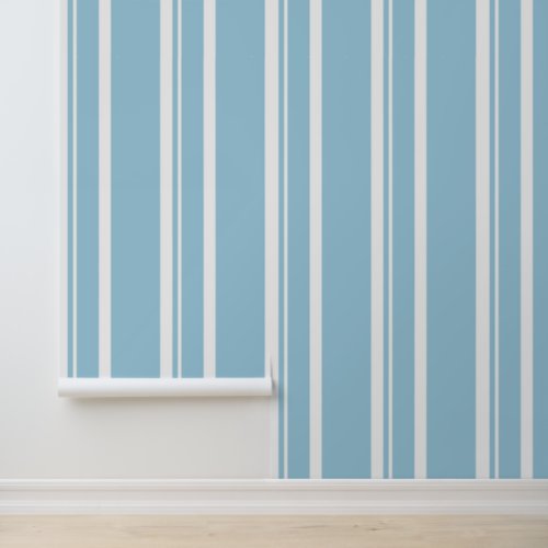 Simple Modern Blue White Stripes  Wallpaper