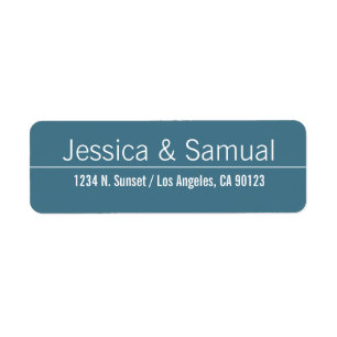 Simple Modern Blue & White Wedding Return Address Label