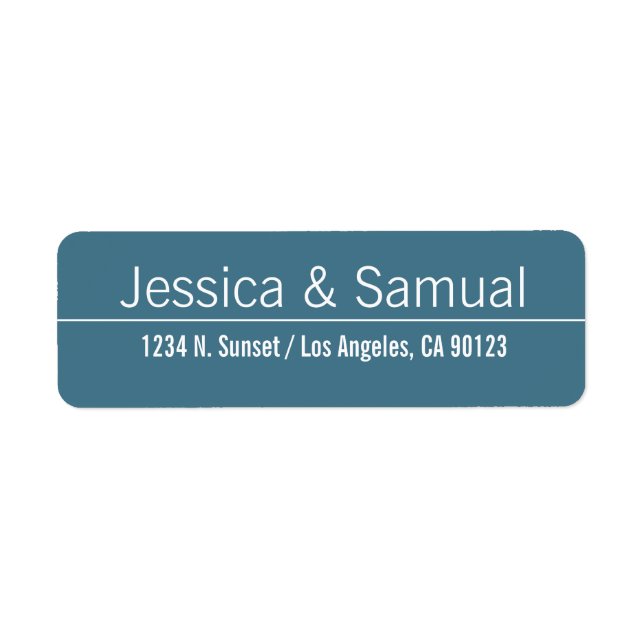 Simple Modern Blue & White Wedding Return Address Label (Front)
