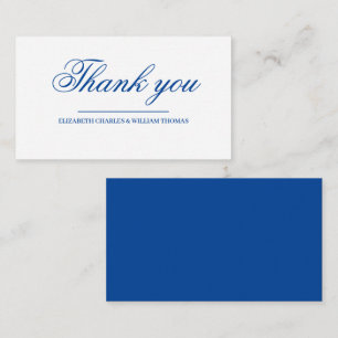 Simple Modern Blue & White Wedding Thank You Card