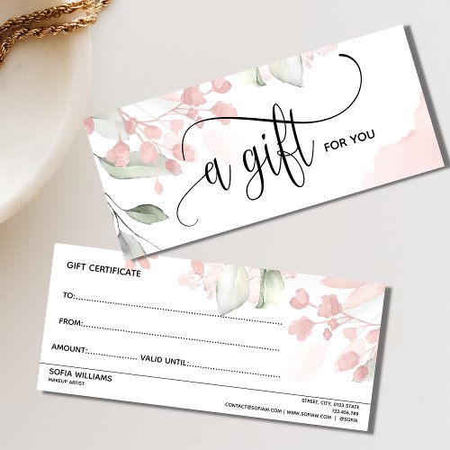 Simple Modern Blush Pink Certificate Gift Card