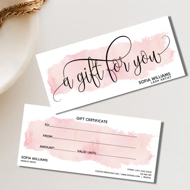 Simple & Modern blush pink Certificate Gift Card | Zazzle