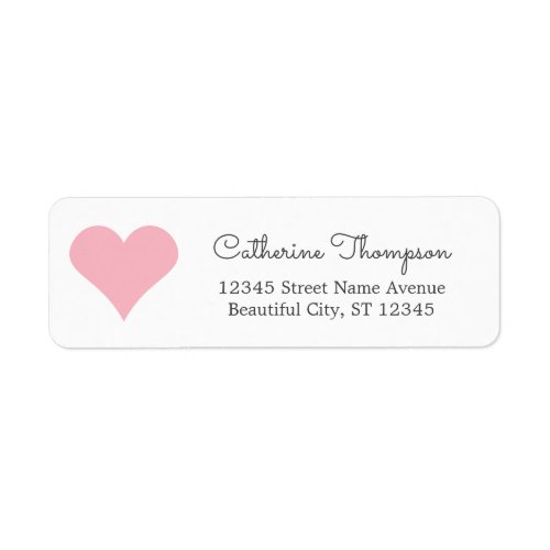 Simple Modern Blush Pink Heart Girly Script Name Label