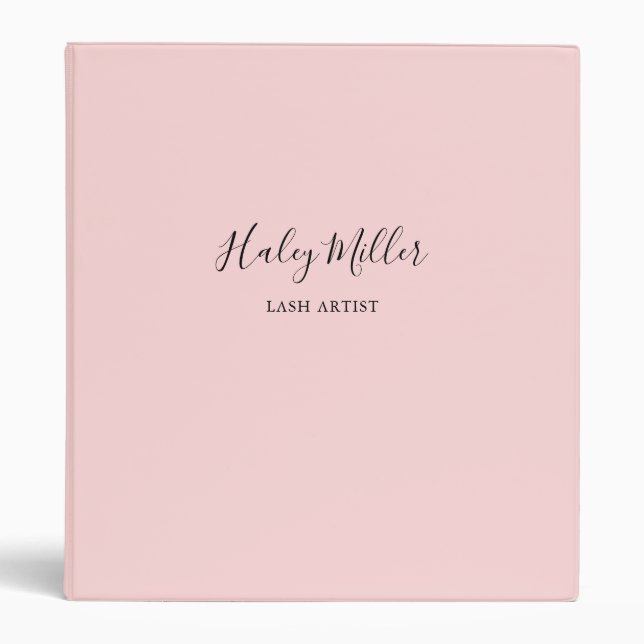 Simple Modern Blush Pink Personalized 3 Ring Binder (Front)