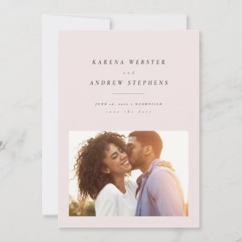 Simple Modern Blush Pink Photo Save The Date by LeaDelaverisDesign at Zazzle
