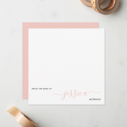 Simple modern blush pink script note card