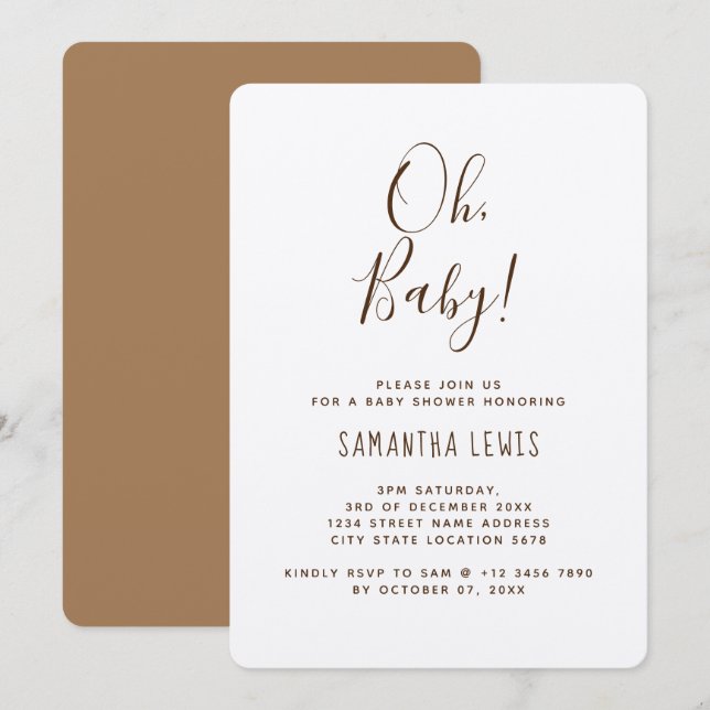 Simple Modern Bohemian Gender Neutral Baby Shower Invitation (Front/Back)