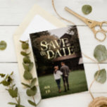 Simple Modern Boho | Photo Save the Date Foil Invitation<br><div class="desc">This minimal photo save the date card features "save the date" in a beautiful gold retro lettering. These professionally designed cards are quickly customizable. Add your custom wording to this design by using the "Edit this design template" boxes on the right hand side of the item, or click the blue...</div>