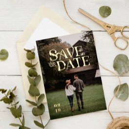 Simple Modern Boho Photo Save the Date Foil Invitation