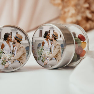 Simple Modern Boho   Photo Wedding Classic Round Sticker