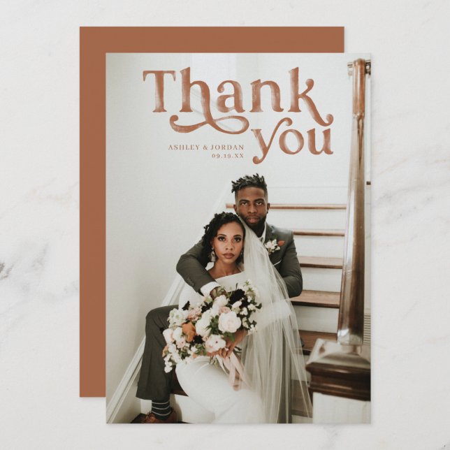 Simple Modern Boho | Photo Wedding Thank You (Front/Back)