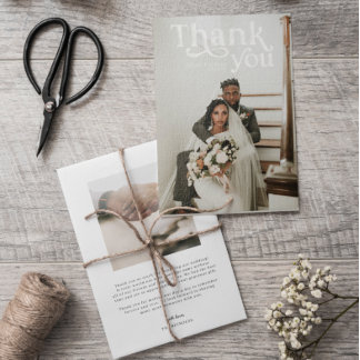 Simple Modern Boho | Photo Wedding Thank You Card