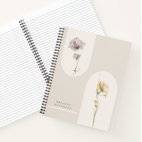 Simple Modern Boho Wildflowers on Neutral Beige Notebook
