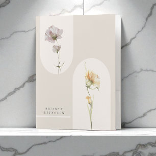 Simple Modern Boho Wildflowers on Neutral Beige Pocket Folder