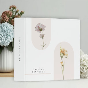 Simple Modern Boho Wildflowers on White 3 Ring Binder
