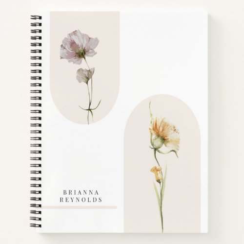 Simple Modern Boho Wildflowers on White Notebook