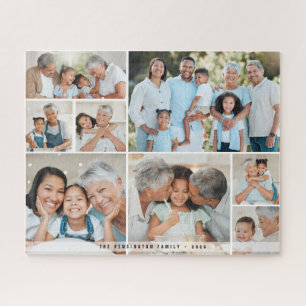 Simple Modern Bold Family 8 Photo Collage Keepsake Jigsaw Puzzle