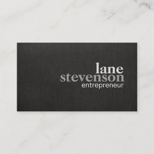 Simple Modern Bold Font Linen Look Black Business Card Template