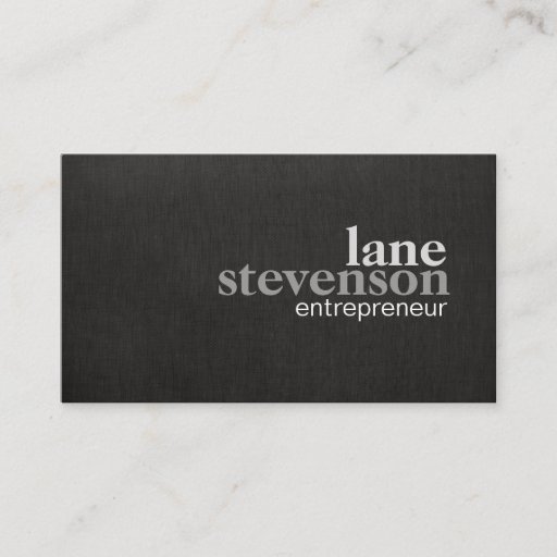 Customizable Simple Modern Bold Font Linen Look Black Business Card Template