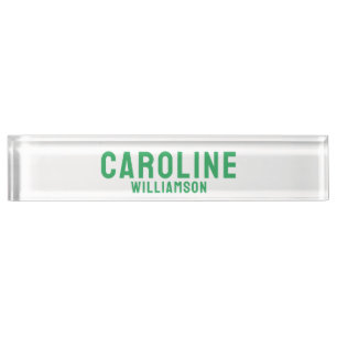 Simple Modern bold fun retro bright green Desk Name Plate